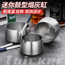 Stainless Steel Ashtrays Creativity Plus High Thickened Windproof Personality Home Office Living Room Metal Windproof Smoke Cylinders