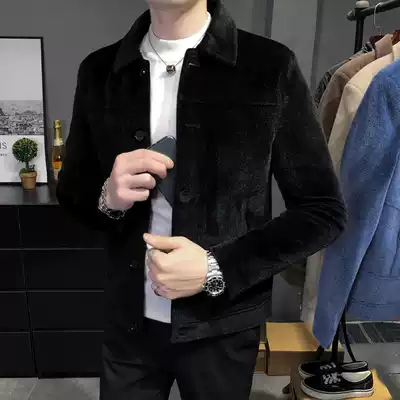 Woolen jacket men's Korean slim-fit imitation mink jacket trend 2021 autumn and winter handsome all-match lapel top