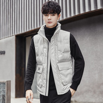 Duvet waistcoat for mens autumn and winter workout with warm vest Han version trendy waistcoat personality embossed horse holder