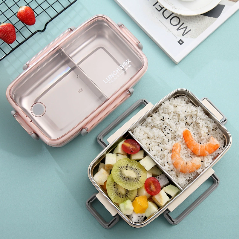 Nhật Bản vuông kín ngăn nhân viên văn phòng 304 thép không gỉ hộp cơm trưa sushi hộp cơm hộp lò vi sóng hấp cơm - Hộp cơm điện sưởi ấm