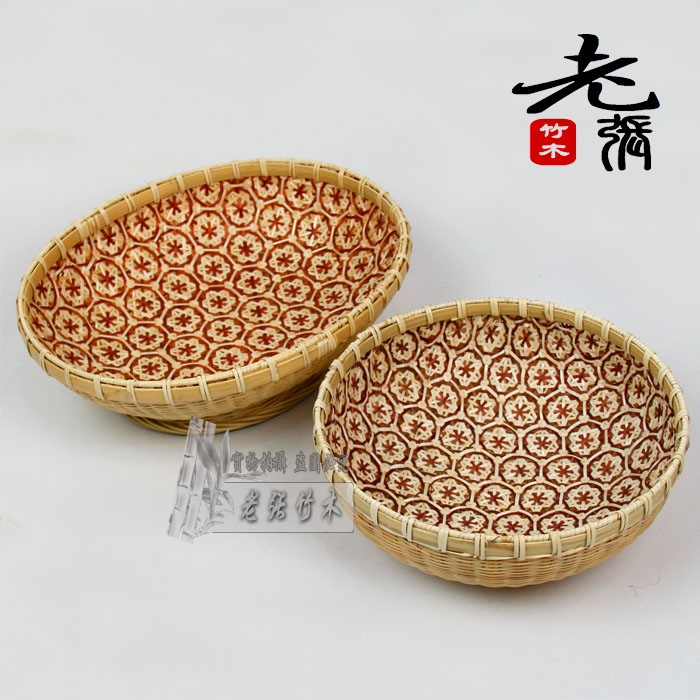 Bamboo Woven Lace Basket Tea Dot Basket Containing Hotel Tea House Special Fruit Pan Pure Handmade Woven Basket Bamboo Basket Water Fruit Basket
