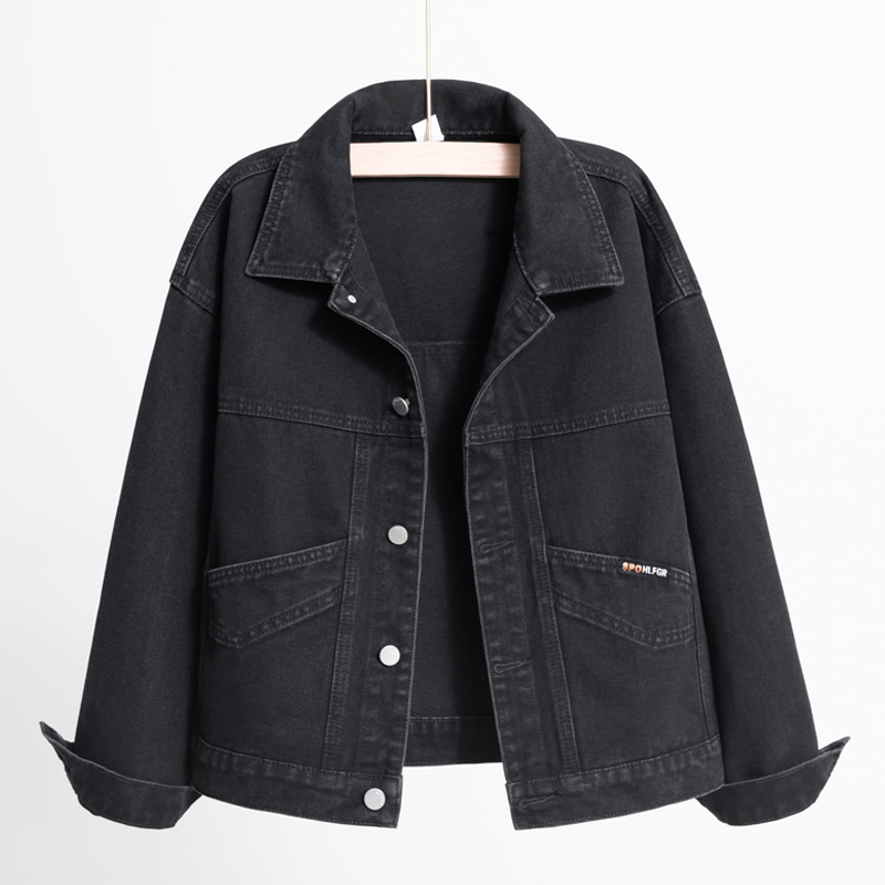 Black Denim Jacket for Women, Short Style, 2026 Spring and Autumn, Loose Fit, Versatile, Casual, Large Pockets, Petite Jacket Top Black Denim Jacket for Women, Short Style, 2026 Spring and Autumn, Loose Fit, Versatile, Casual, Large Pockets, Petite Jacket Top