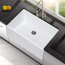 Nordic Luxury 30-inch ceramic sink Single-slot semi-recessed sink Apron front household kitchen sink