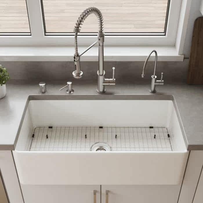 Fireclay36 Inch Plane Modern Kitchen Sink Front Straight Side Ceramic Wash Basin Farmhouse Fire Muddy Water Tank