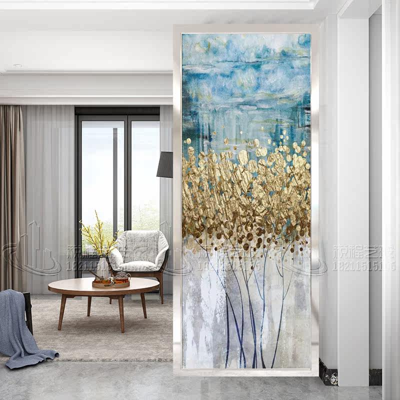 Nordic Screen Art Glass Partition Living Room Bedroom Hand Wash Basin Xuanguan Modern Brief Frosted Steel Abstract Painting-Taobao