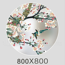 Modern Chinese screen partition round to map custom art glass background Creative entrance double-sided matte translucent
