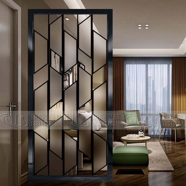 Custom screen partition wall Guest restaurant light luxury decoration entrance modern simple frosted double-sided translucent glass folding screen