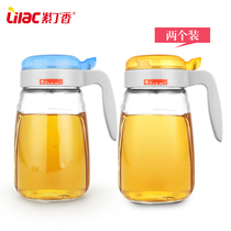 Lilac oil pot glass leak-proof large kitchen oil bottle soy sauce vinegar bottle vinegar pot seasoning bottle set oil jar perfume bottle