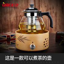 Lilac high temperature resistant glass bubble teapot boiling water teapot set glass health pot straight fire pot flower teapot