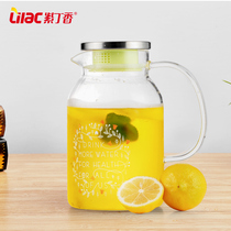 Lilac thickened heat-resistant glass cold kettle mass liang shui hu transparent juice jug zha hu explosion-proof leng shui ping
