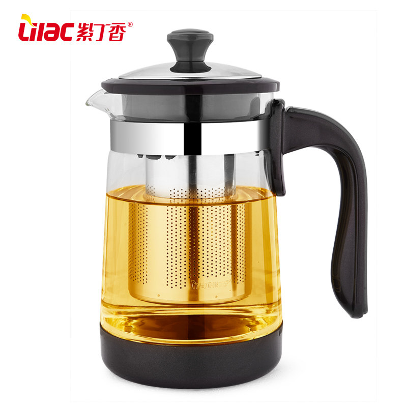 Lilac high temperature resistant glass teapot tea set stainless steel filter health pot office bubble teapot kettle set