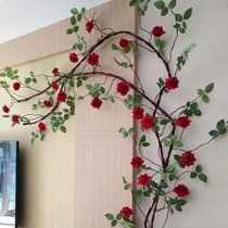 Simulation roseflower vines background wall shop landscaping living room vine tree vine tree Vine air conditioning Balcony decoration fake flower