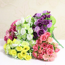 Diamond rose single simulation bouquet living room chrysanthemum dining table decoration decoration rose small bunches hydrangea silk flower