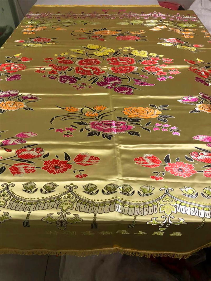 Đại Yuan giường cưới dệt Hàng Châu lụa satin thổ cẩm con giường đầy màu sắc bao gồm bùn hoa mẫu đơn vàng trải giường hoa - Trải giường bộ ga giường cao cấp