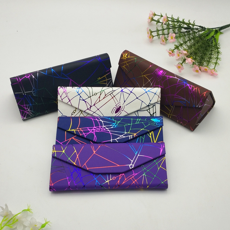 High-End Handmade Fashionable Triangle Folding Glasses Case Sunglasses Sunglasses Case for Men and Women Portable Spider Frosted New Style