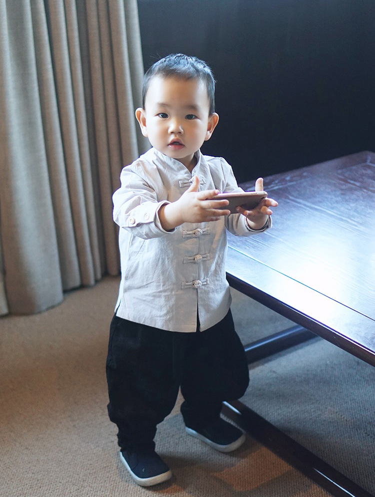 Hanfu boys 2018 quần áo trẻ em mùa xuân nam bé cha mẹ trẻ em trẻ em Trung Quốc phong cách retro Tang áo sơ mi cha và con trai áo gia đình ngộ nghĩnh
