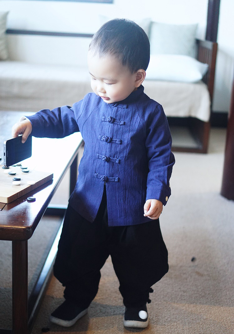 Hanfu boys 2018 quần áo trẻ em mùa xuân nam bé cha mẹ trẻ em trẻ em Trung Quốc phong cách retro Tang áo sơ mi cha và con trai áo gia đình ngộ nghĩnh