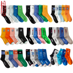 Huatian Spring Sports Socks Women's Cotton Socks sweat-absorbent Anti-pilling Student Trendy Socks Running Fitness Skateboarding Mid-Tube Socks Women