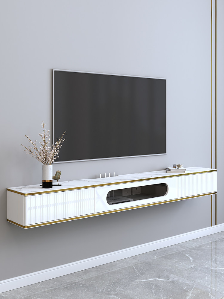 Suspended hanging TV cabinet wall-mounted wall cabinet modern minimalist small apartment living room wall-mounted set-top box shelf