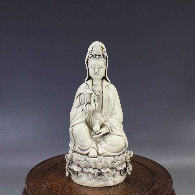 中国 工芸品 古唐物 徳化窯 彩陶 如意輪観音菩薩像 置物 仏像 【公式通販】