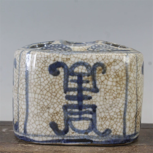 Сине-белый антикварный фарфоровый держатель для ручек