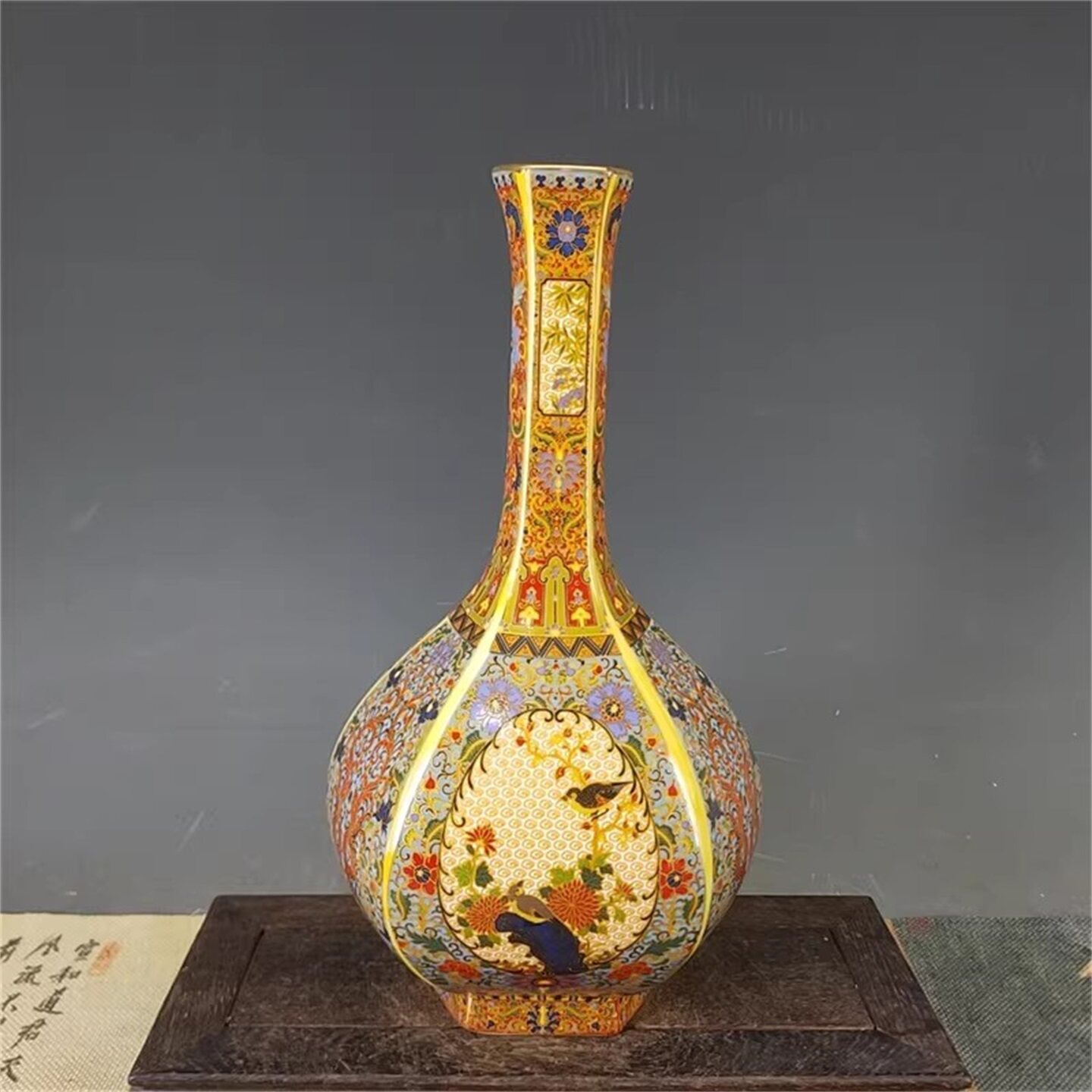 清雍正珐琅彩花鸟胆瓶景德镇仿古瓷花瓶中式客厅茶室摆件礼品收藏-淘宝