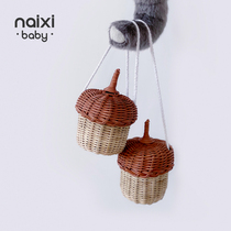 NAIXIBABY｜Mushroom picking girl in baby baby baby hand mini vine pine bag bag