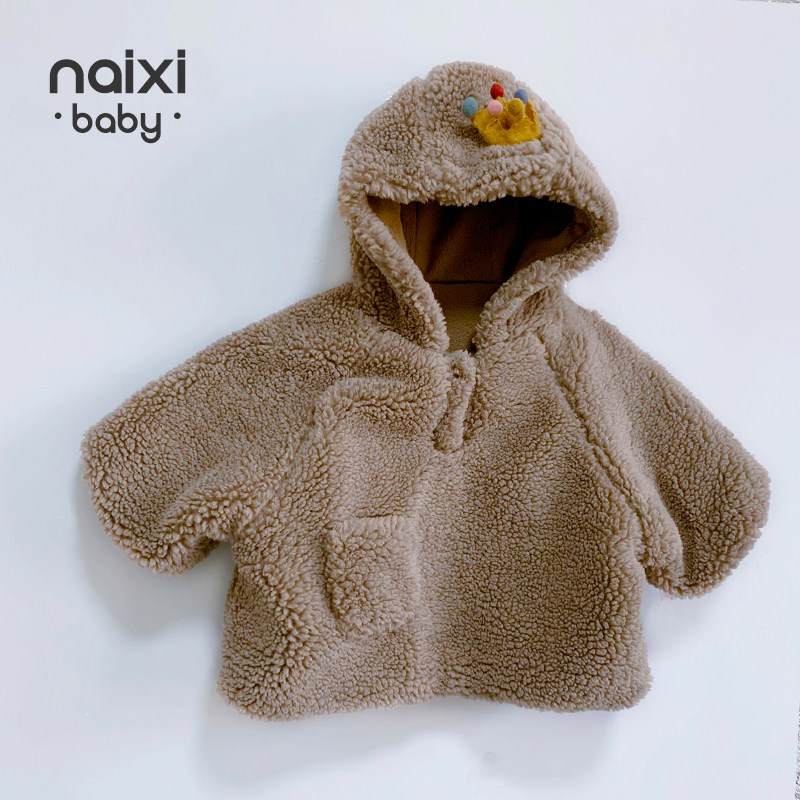20% off round price 109 9 winter clothes Korean version baby lamb velvet thick cotton girls hooded warm top