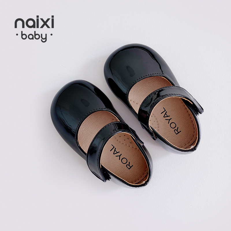 NAIXIBABY | 100 hitch a new baby lacquered leather shoes princess shoes 100 lap single shoe magic sticker leather shoes