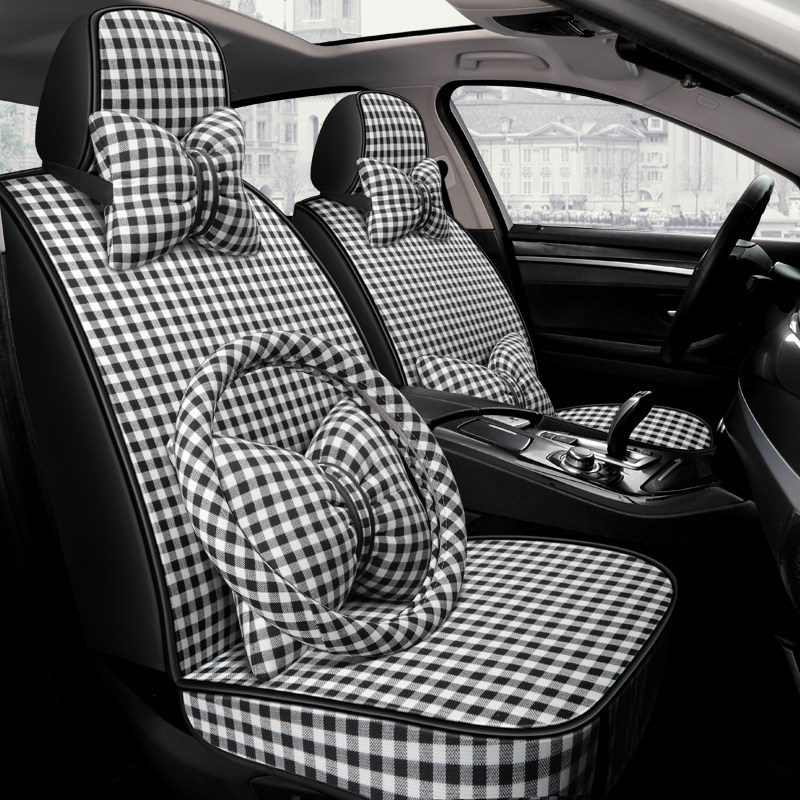 Fabric car seat cover is fully surrounded by Wuling Hongguang mini mini Sylphy flying polo Yinglang linen seat cushion women