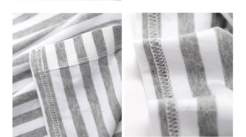 Mùa xuân và tháng hè quần áo sọc dài cotton cho bà bầu đồ ngủ cho con bú sau sinh cho bé ăn ngắn tay tại nhà là bộ đồ mỏng - Giải trí mặc / Mum mặc bộ đồ mặc cho con bú