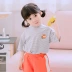 Parent-child ngắn tay 2020 mới mùa hè nữ hàn quốc INS mặt cười mẹ-con sọc gia đình ba áo thun - Trang phục dành cho cha mẹ và con