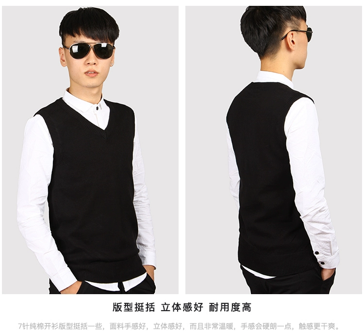 Áo len nam mùa thu và đông nam Phiên bản Hàn Quốc áo len không tay cổ chữ V Áo len mỏng cotton ấm áp vest vest nam