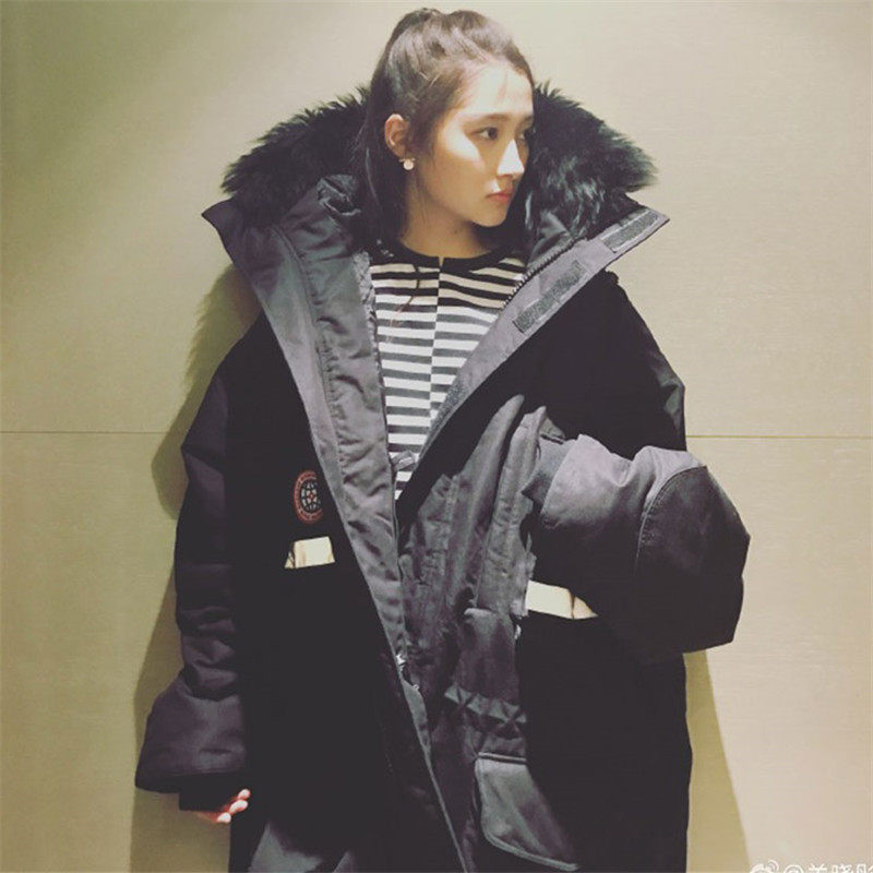Guan Xiaotong The same down jacket women's oversized wool collar coat in the long version of the 2020 winter new men and women can wear the coat tide