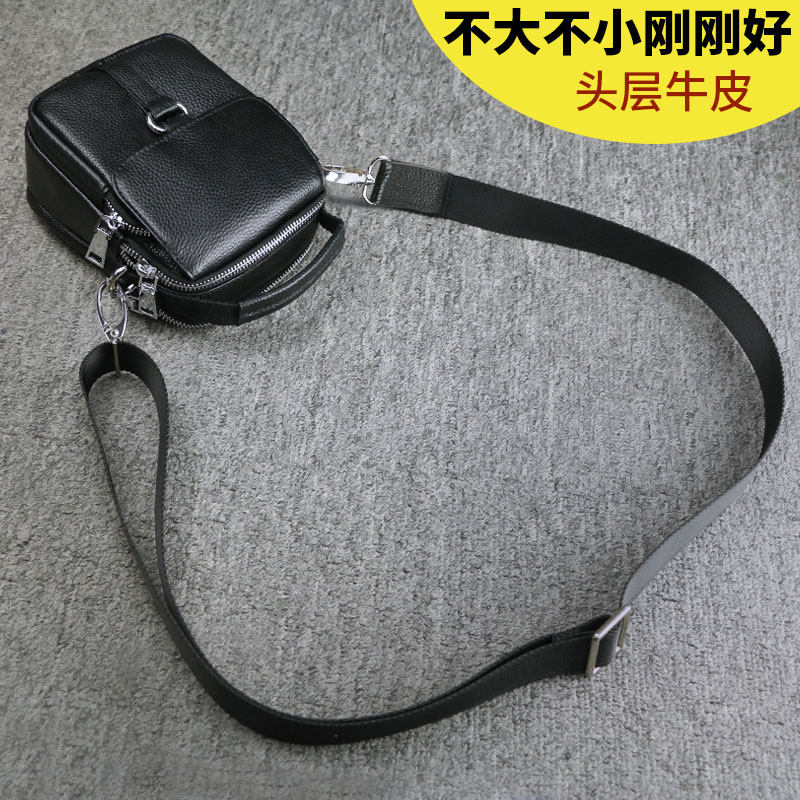 Summer leather shoulder men's bag cowhide bag men's messenger bag mini bag waist bag small shoulder bag portable carry-on