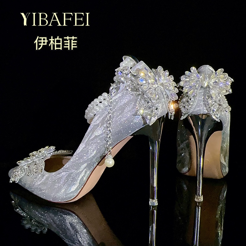 Wedding Shoes, Xiuhe Wedding Dress, Two-Wear Style, Bride's Crystal Shoes, Women's Comfortable Heels, Thin Heels, Glass Rhinestone High Heels, 2026 New Model Wedding Shoes, Xiuhe Wedding Dress, Two-Wear Style, Bride's Crystal Shoes, Women's Comfortable Heels, Thin Heels, Glass Rhinestone High Heels, 2026 New Model