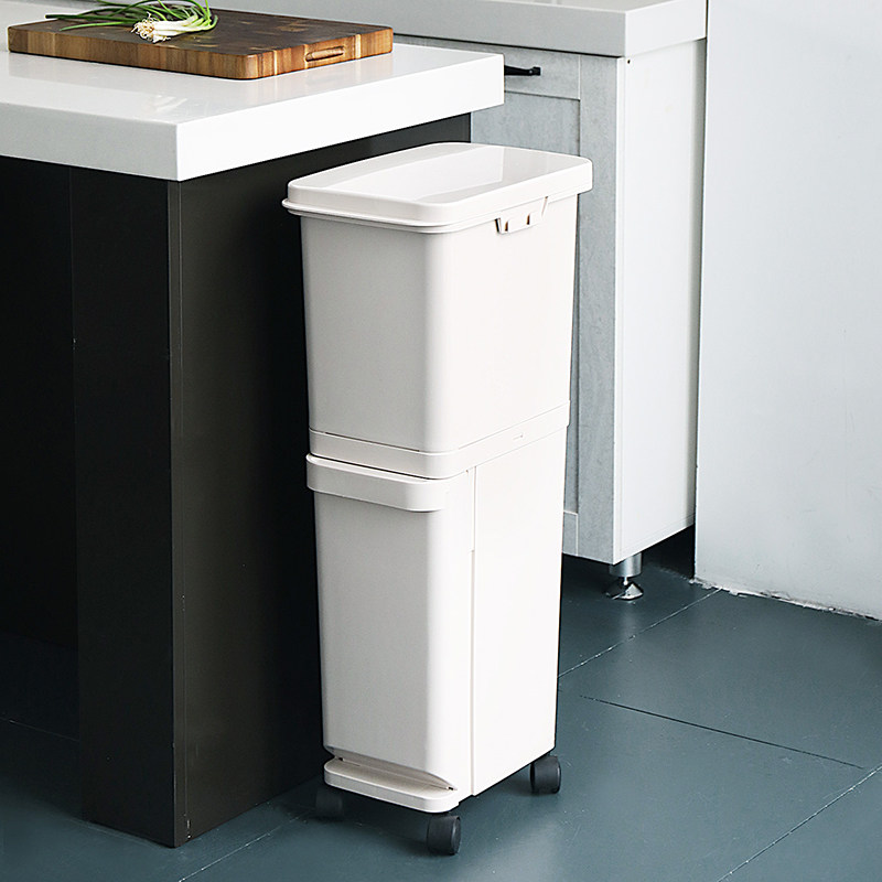 Japan Double Layer Trash Can Kitchen Sorting Trash Can Kitchen Waste Flip Trash Can bin Home Large Number of household size