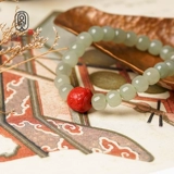 Натуральный качественный браслет с одной бусиной из нефрита на день матери, цвета киновари, подарок на день рождения