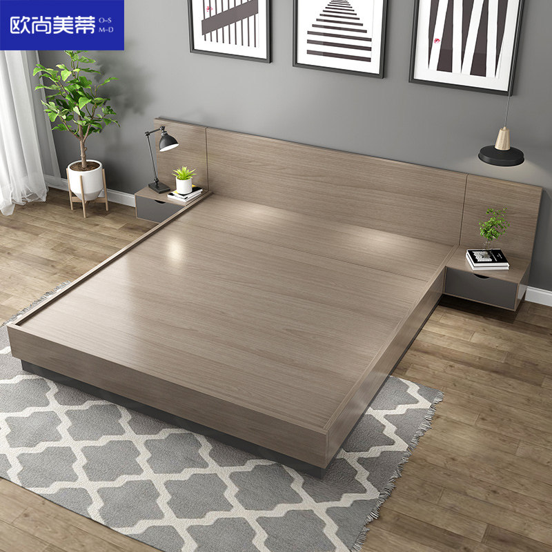 Day-style tatami storage bed modern minimalist Nordic plate-bed double bed 1 8 m main sleeper dwarf bed-Taobao
