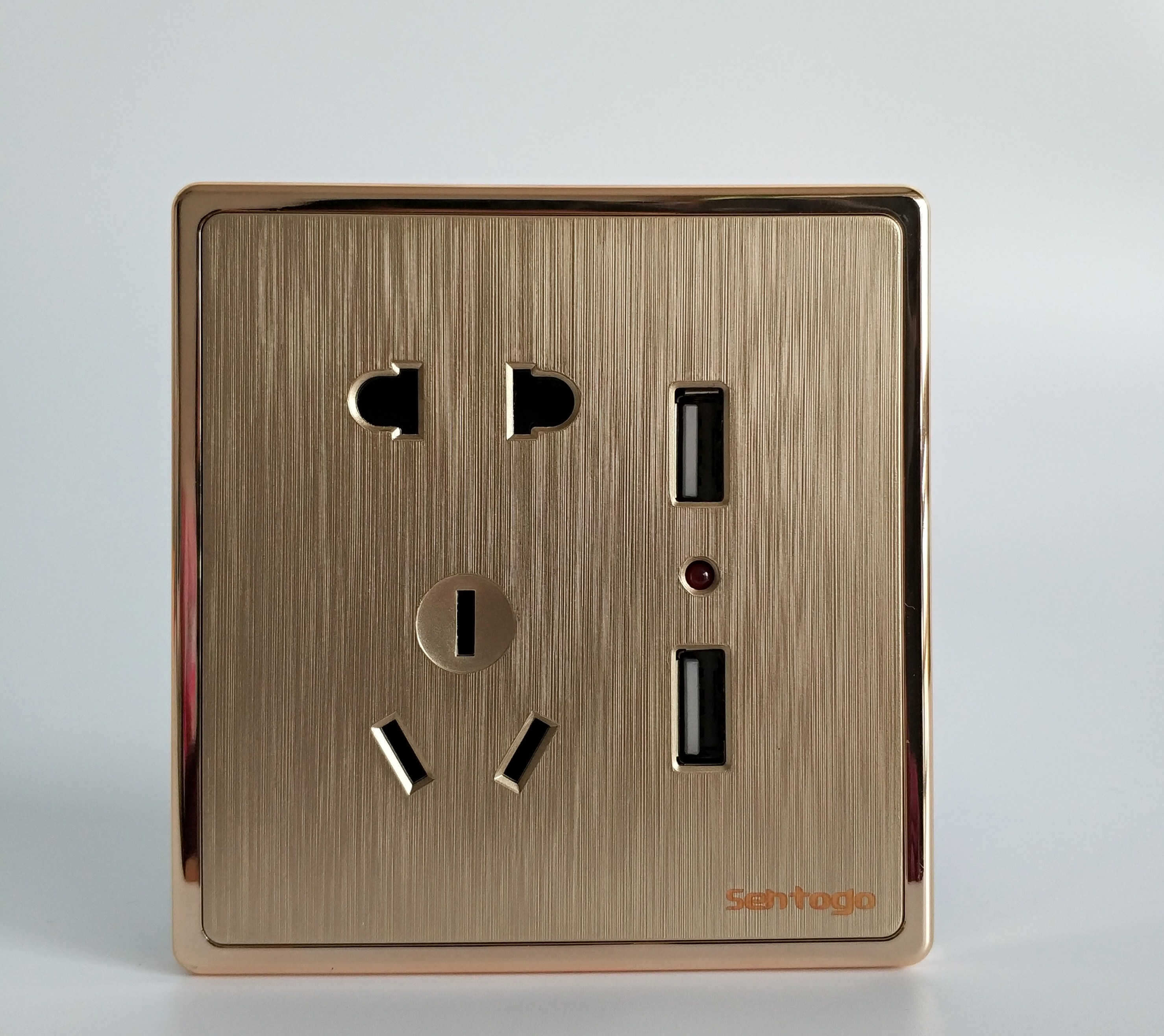 Type 86 Switch Socket Home USB Five Holes Socket White Champagne Gold Dual USB Charging Wall Switch Panel