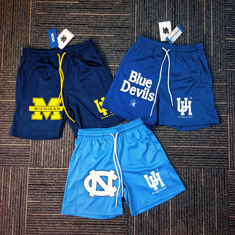 Ncaa Uh Co-Branded American Mesh Basketball Shorts, Four-Quarter Length, Below the Knee, Sports Training Shorts, Loose and Quick-Drying