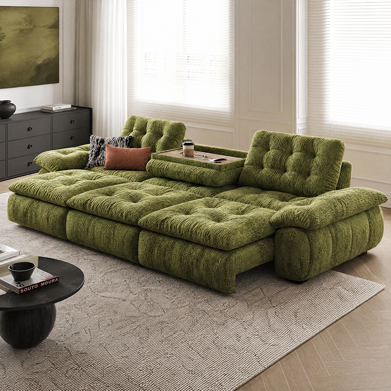 French-Style Vintage Cream-Colored Anti-Cat Scratch Chenille Fabric Electric Multifunctional Cloud Sailboat Sofa for Living Room, New Model