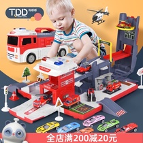  Childrens toy deformation storage parking lot fire engineering excavator track alloy car Boy mixer car