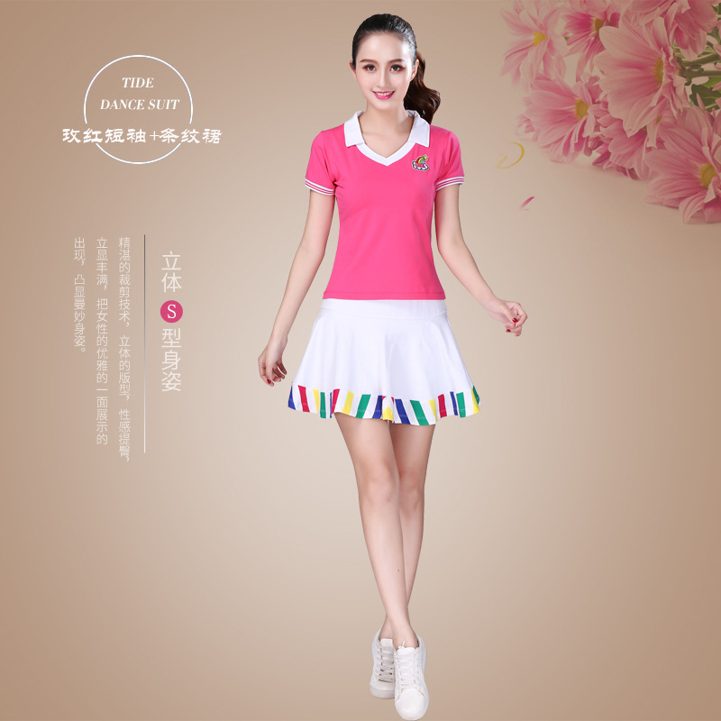 Quảng trường Khiêu vũ Trang phục Nữ Adult Set 2019 Original New Summer bông ngắn Sportswear Đội Sleeve