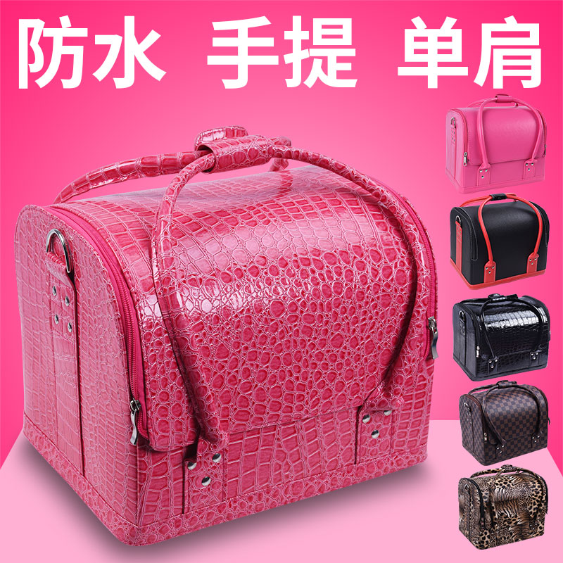 Makeup artist double open makeup bag beauty toolbox embroidery large capacity contains bag suitcase dressing box