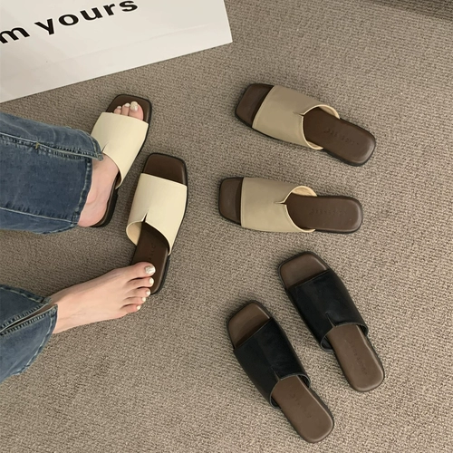 Летние тапочки, обувь для выхода на улицу, пляжные слайдеры, коллекция 2023, французский стиль, пляжный стиль