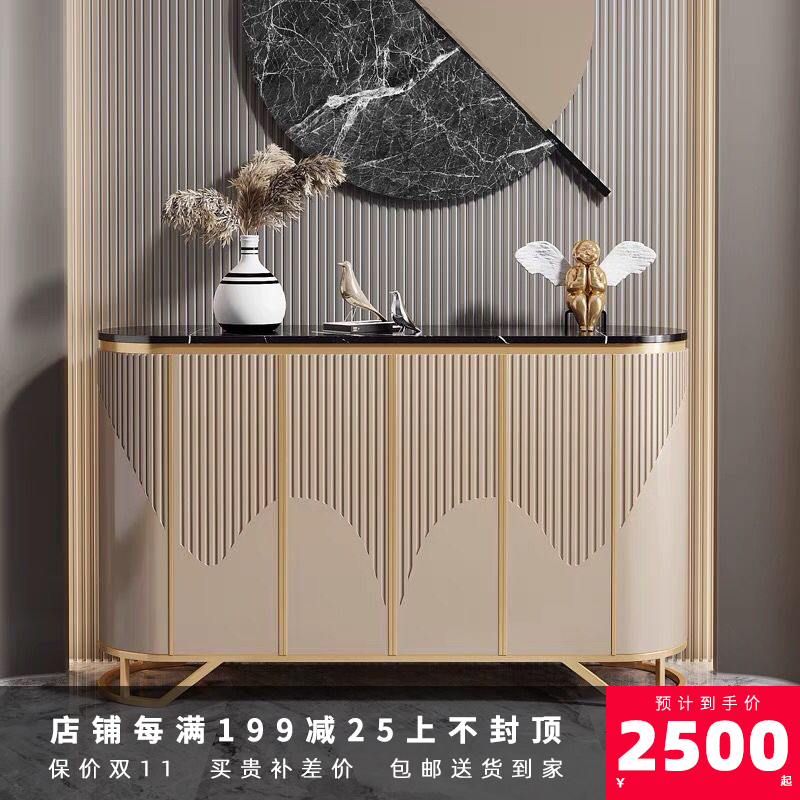 New Chinese style porch cabinet light luxury hall cabinet solid wood painted partition decorative cabinet entry into the door living room decorative shoe cabinet