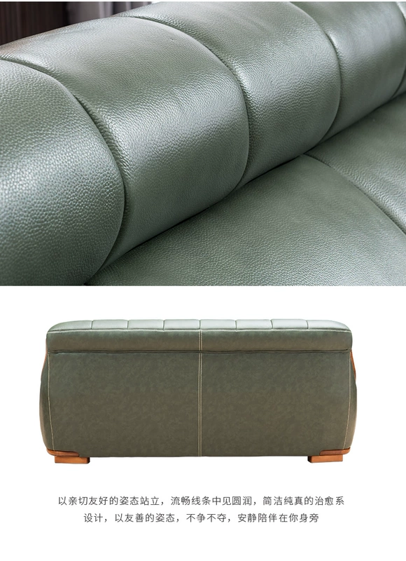 Sofa gỗ bọc da cao cấp kết hợp da bò nhỏ căn hộ nhỏ sang trọng sofa phòng khách tro gỗ nội thất hiện đại tối giản - Ghế sô pha