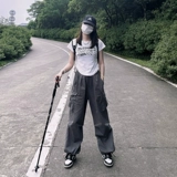 Летние тонкие дорожные штаны подходит для мужчин и женщин, в американском стиле, на шнурках, свободный крой