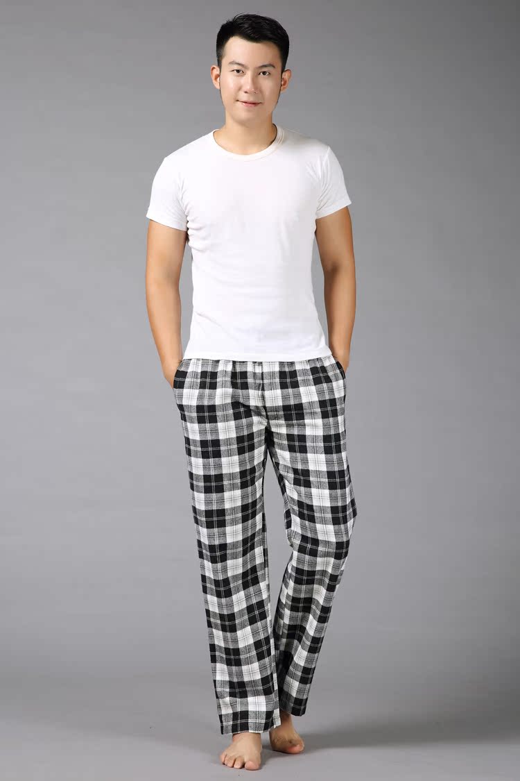 Quần pyjama nam cotton dày phần lớn kích thước bình thường quần nhà nam cotton lỏng mùa thu và mùa đông trung niên nhà cha mẹ quần quần short jean nam